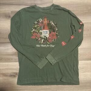 American Eagle Budweiser Beer Longsleeve Green Mens Shirt Medium Classic Fit